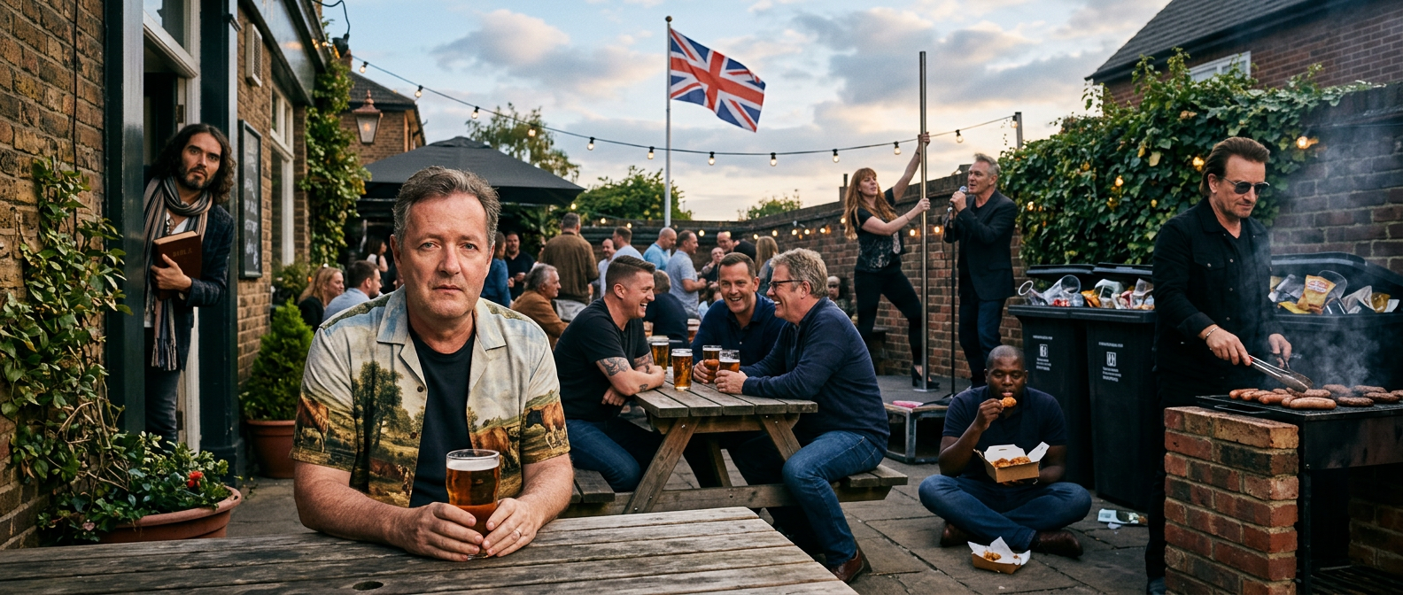 Morrissey & Piers Morgan in the pub garden