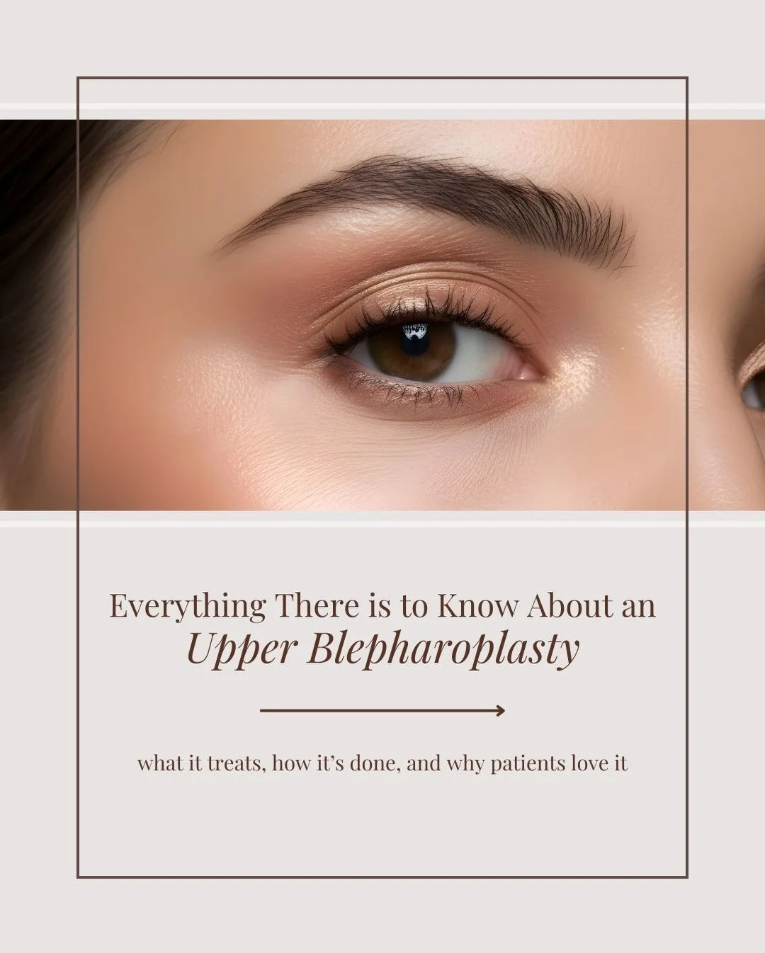 Wondering whether an upper blepharoplasty is right for you? Book your consultation today and let&rsquo;s discuss! 

#plasticsurgeon #upperblepharoplasty #femaleplasticsurgeon #plasticsurgeondmv #upperbleph