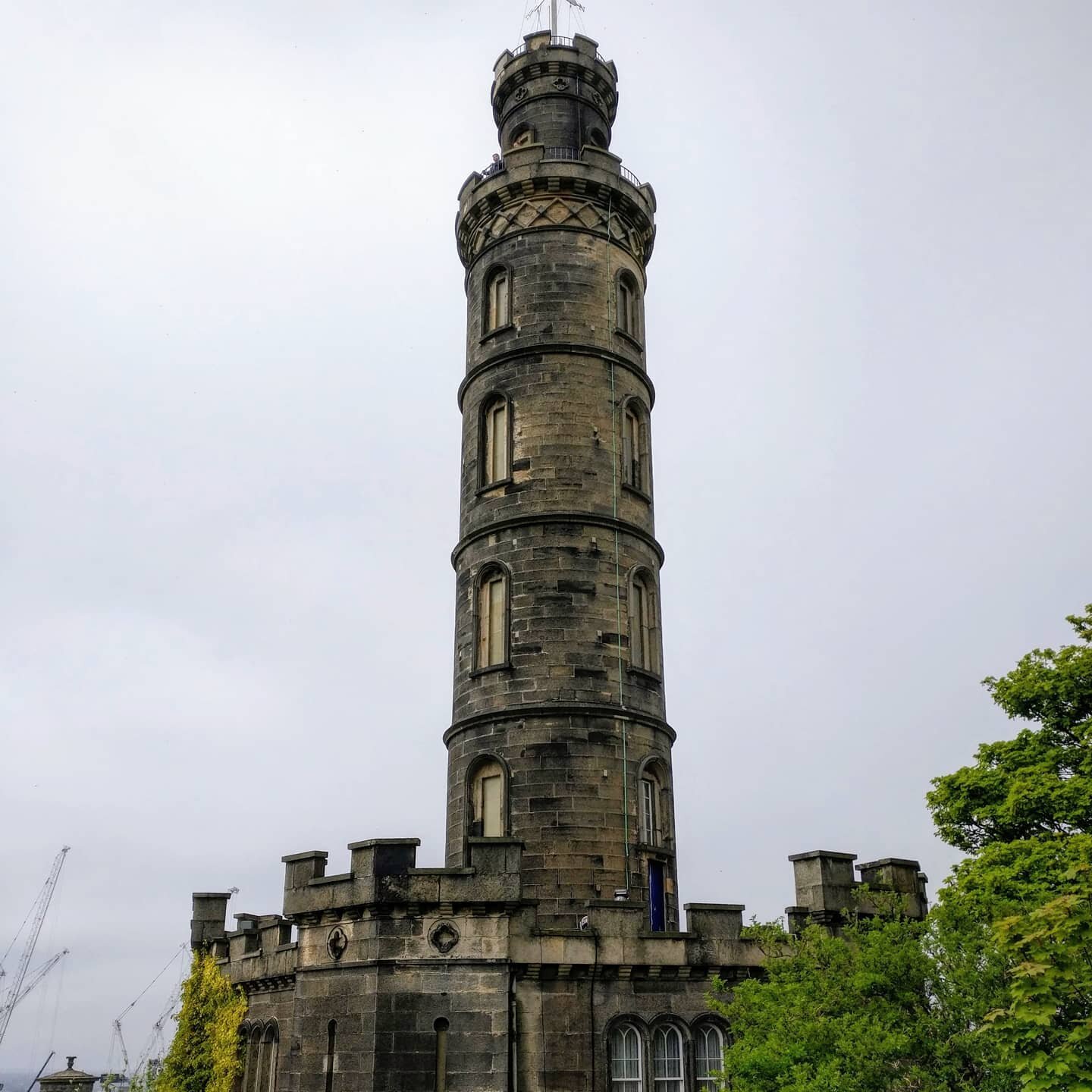 Nelson Monument is a memorial tower in Edinburgh, Scotland. Built between 1807 and 1816, the 32m tower is situated on top of Carlton Hill. The original design was a Pagoda-style prepared by Alexander Nasmyth, but it was deemed too expensive. At the t