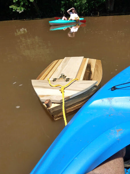 maiden voyage on mine and petey"s birthday. it floats!