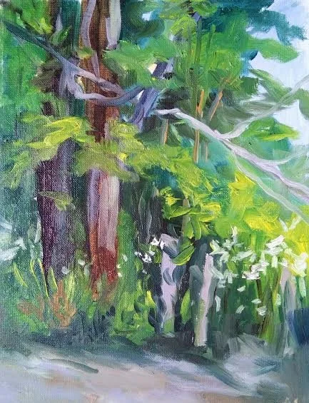 Roadside Maples, 12 x 9 inches, oil on board. ©Ann Scott 2025
