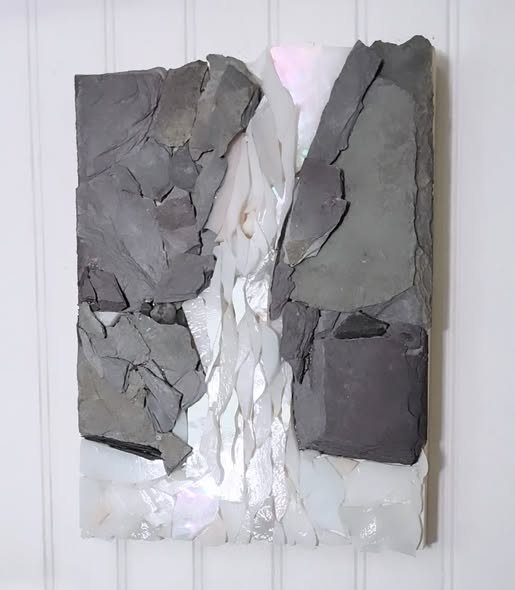 Waterfall, 8 x 6 inches, glass and stone. ©Ann Scott 2026