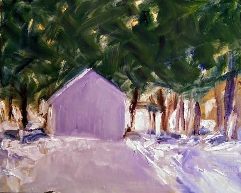 SOLD. Snowed In, 8 x 10 inch, oil. ©Ann Scott 2024