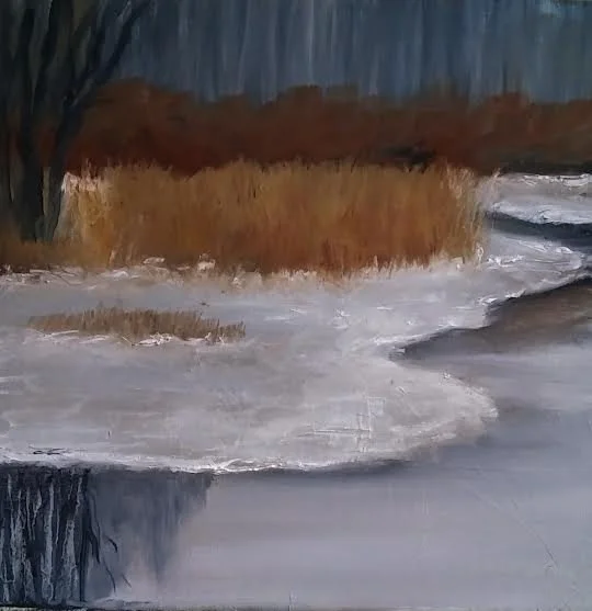 Thin Ice, 14 x 11 inches, oil on board. ©Ann Scott 2025