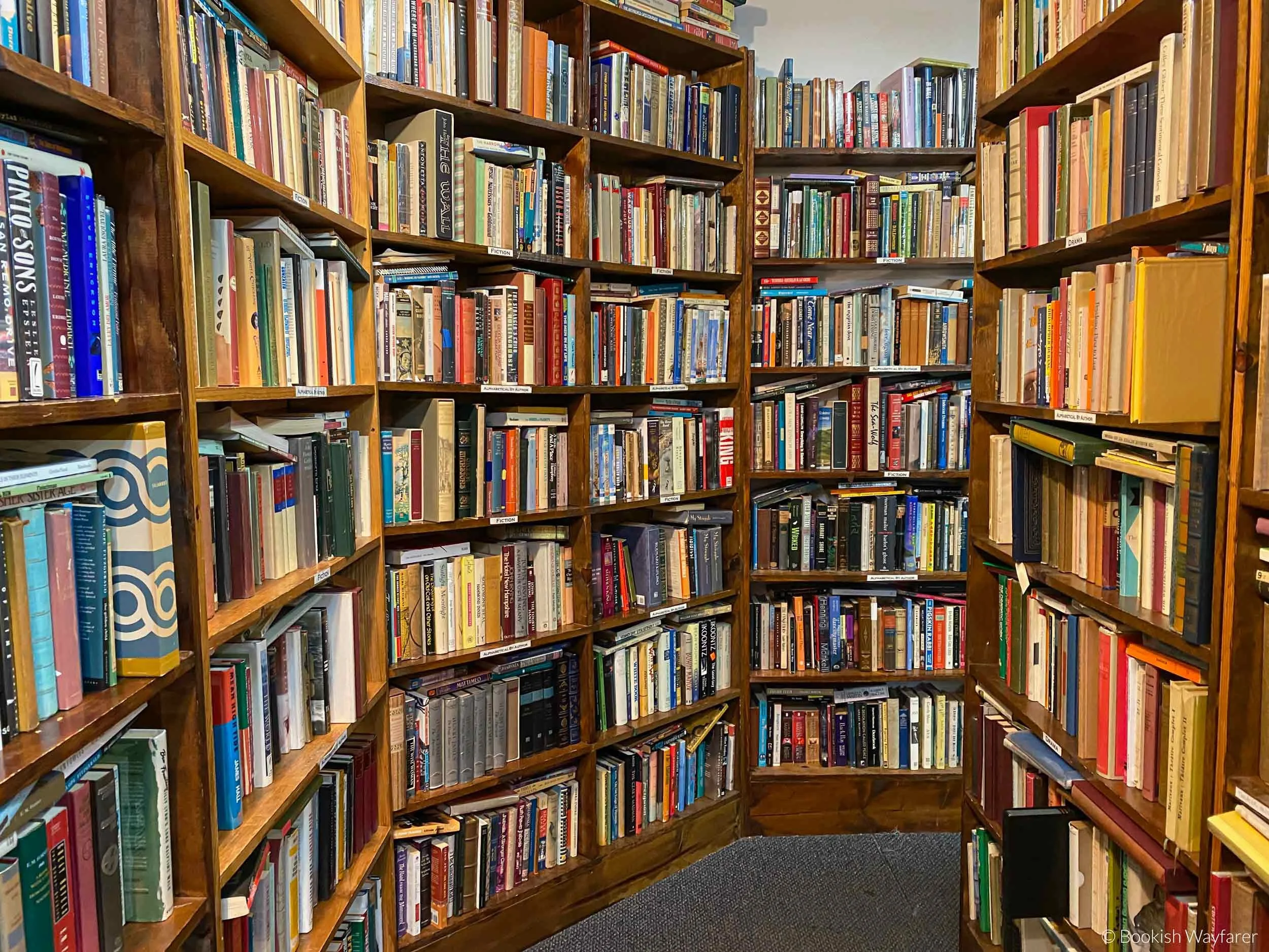 Bookshelves filled to the brim with books