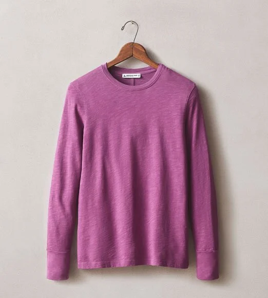 American Giant women's premium slub crew tee long sleeve in beauty berry