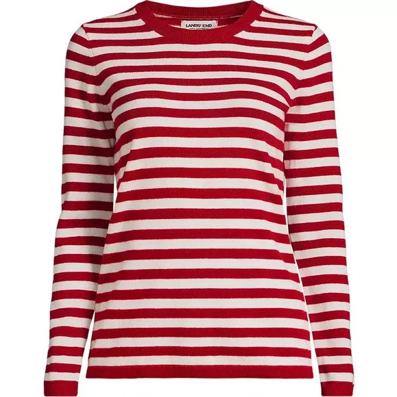 Land's End red-and-white striped cashmere sweater