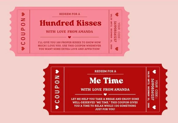 Two sample romantic coupons