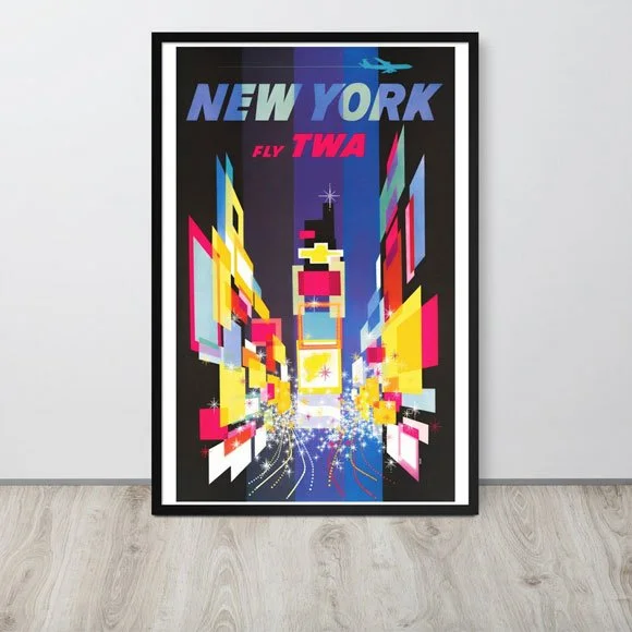 "New York Fly TWA" vintage travel poster
