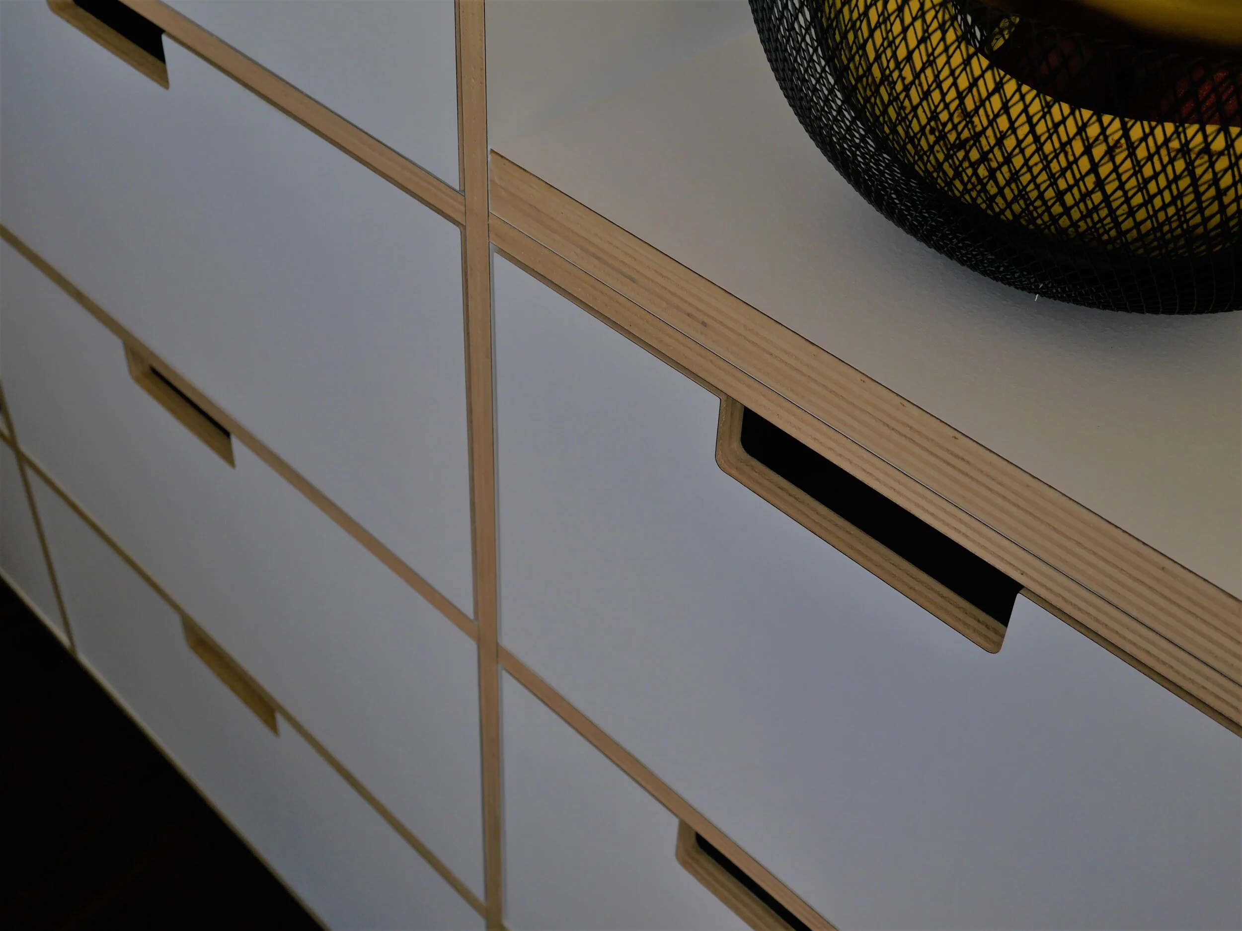 tiny house kitchen plywood cabinetry drawers