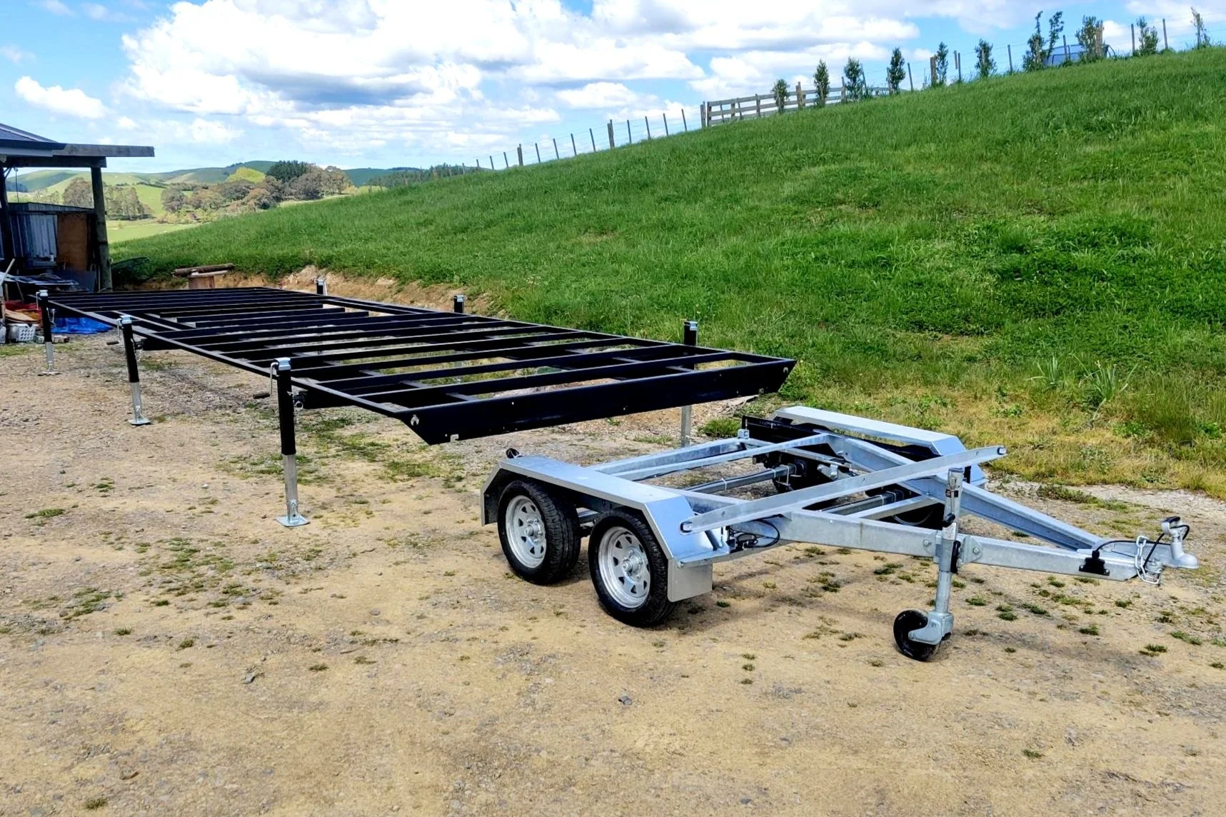 smart tiny house trailer nz with removable wheel dolly and drawbar