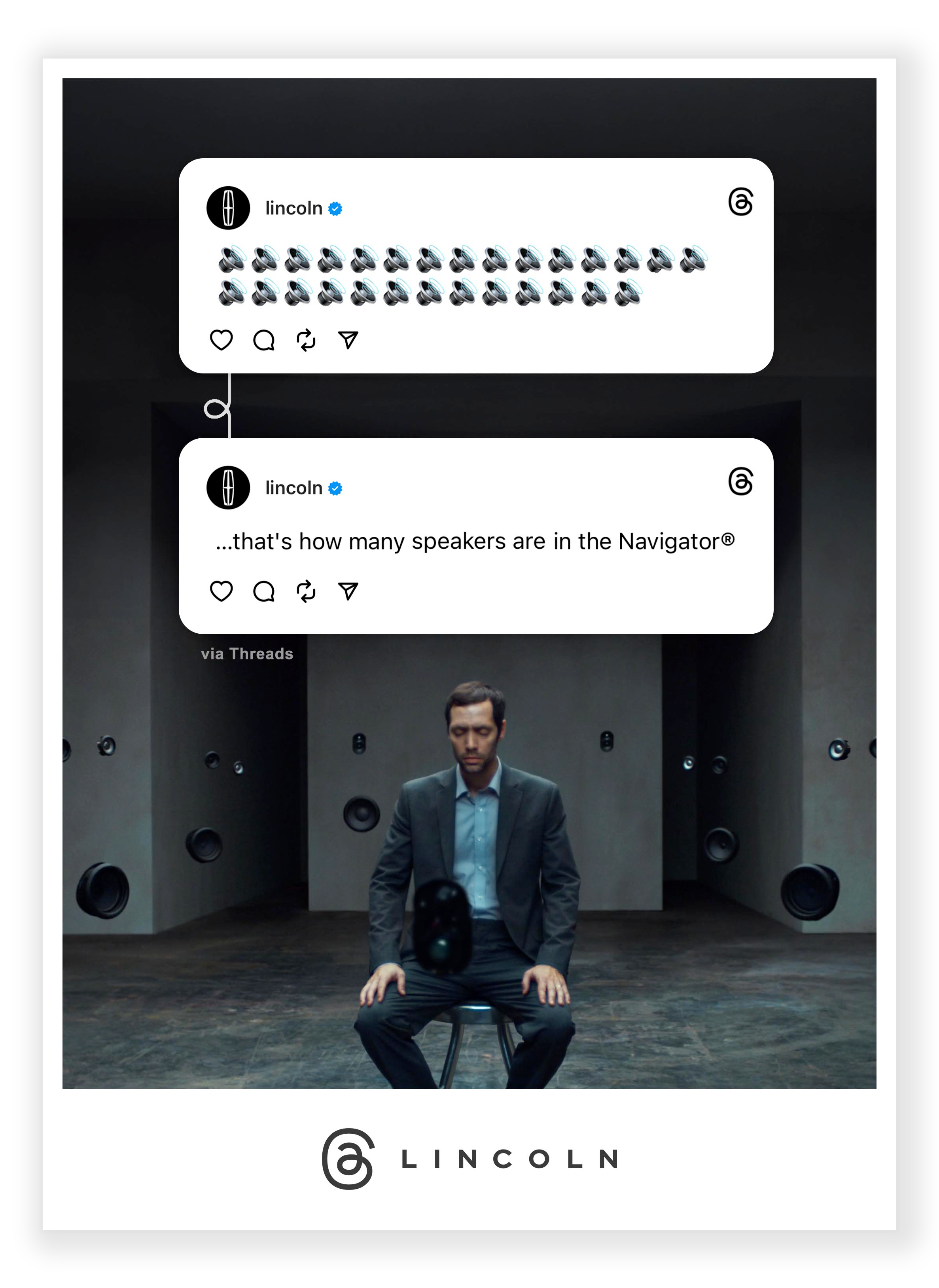 🔊 We told Lincoln product stories (like the 28 speakers in a Navigator) through emojis. 