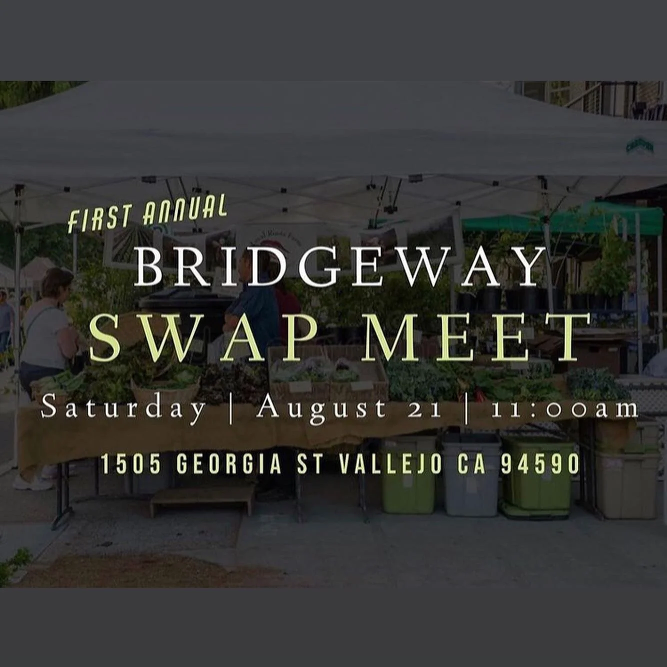 Come join us at the first annual @wearebridgeway Swap Meet this saturday! 
⏰ 11am-3pm 8.21.2021
📍1505 Georgia st, Vallejo 
We can’t wait to see you there! Smokey might even make a special appearance🐈‍⬛
