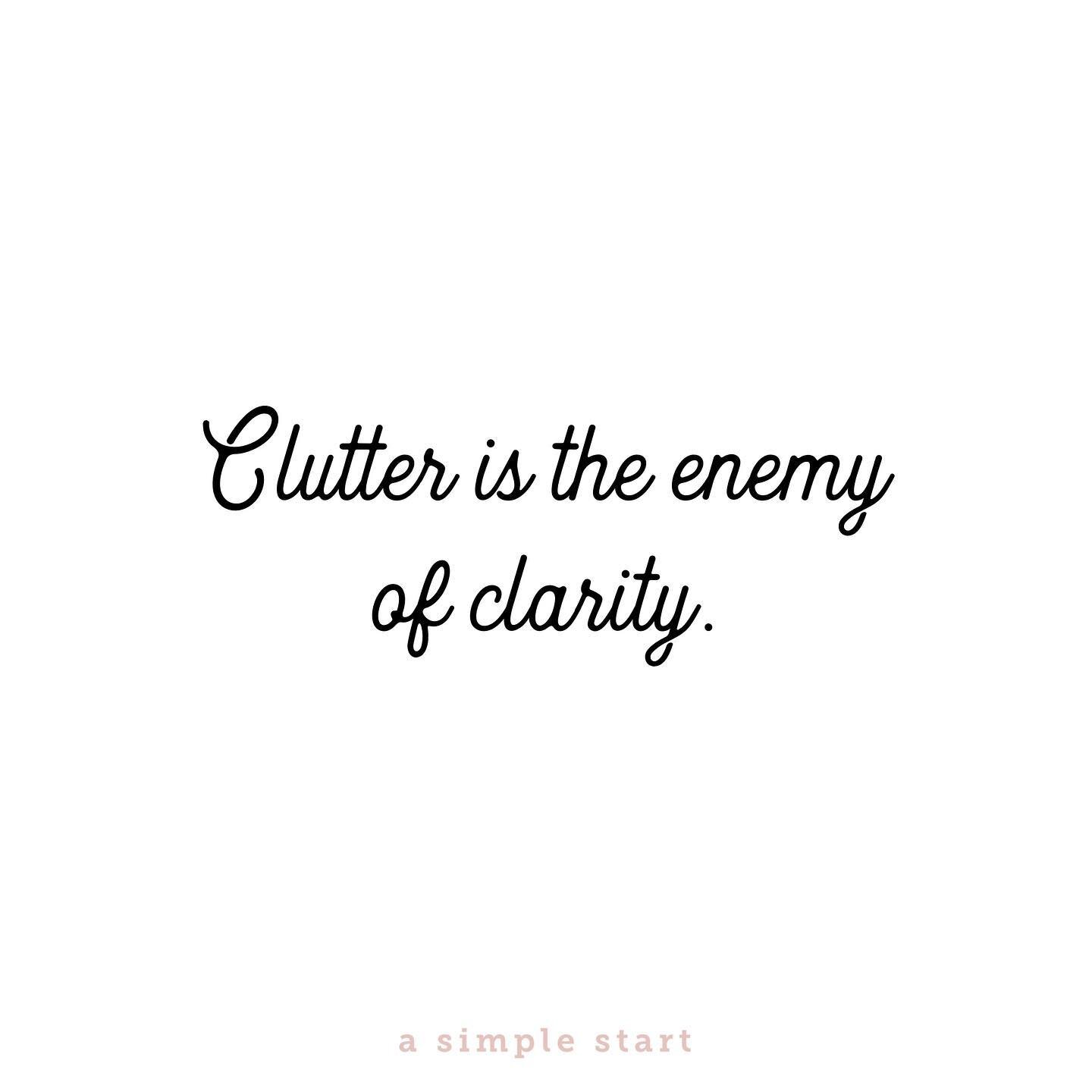 &ldquo;When our lives are cluttered, whether it&rsquo;s emotional, physical, or intellectual, that clutter edges out any space we need in order to process. And that space is what we need to gain clarity.&rdquo; -@emilyley 
🤍🤍🤍
Let&rsquo;s all work