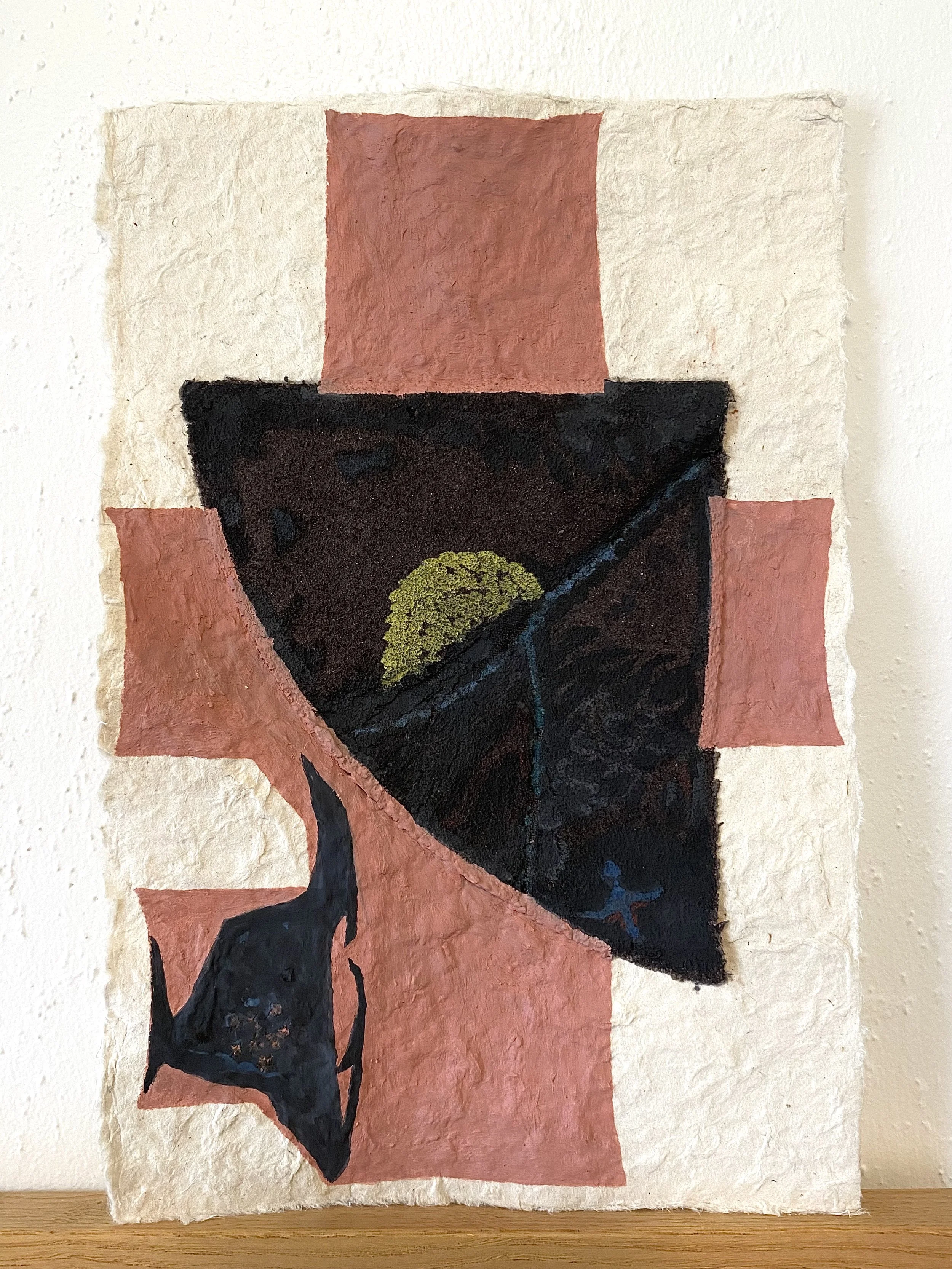  Clay, used sandpaper, watercolor, graphite and colored pencil on lokta paper  8 × 5”  2025  Sold 