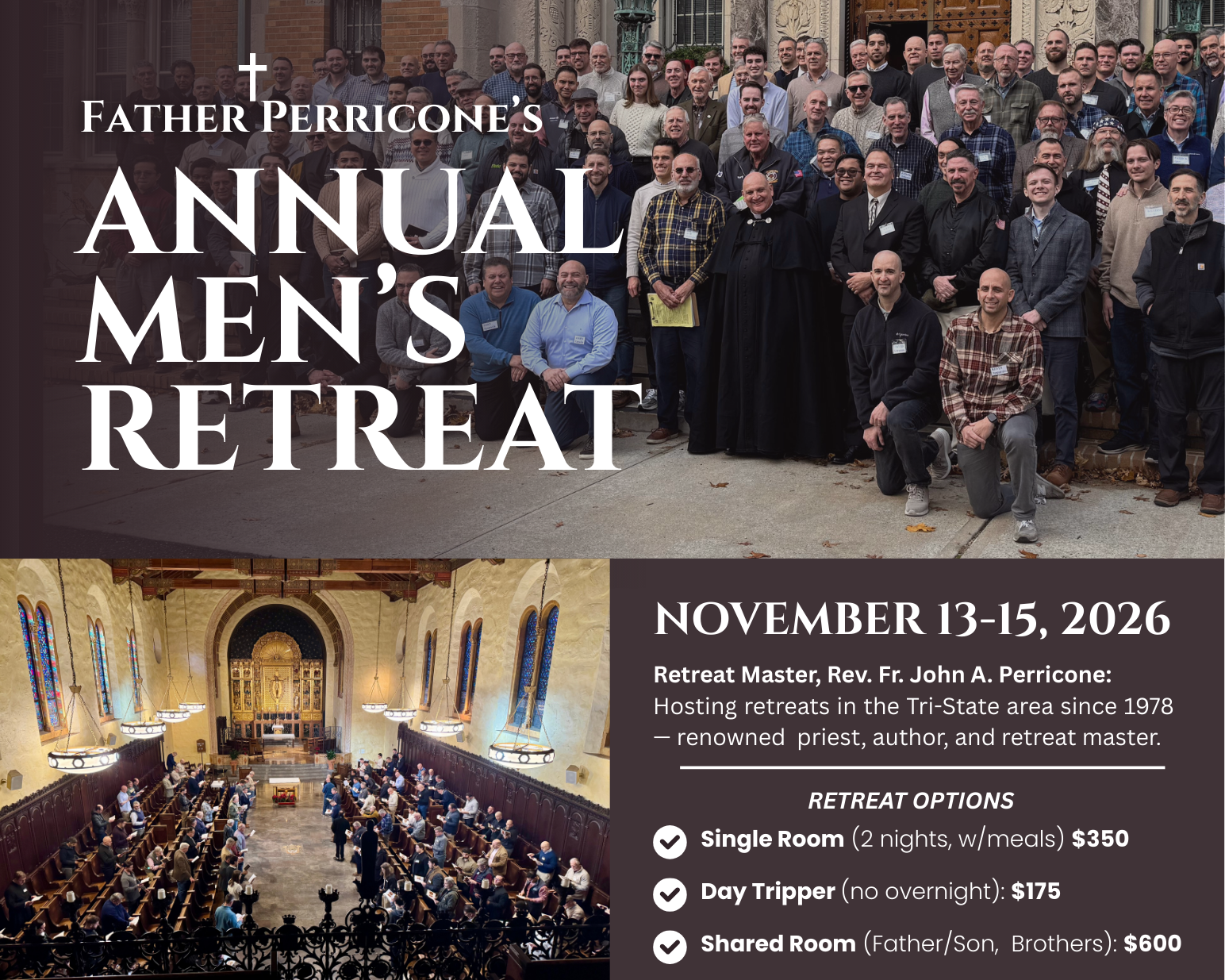 Retreat for Men - Nov 13-15, 2026 - Seminary of the Immaculate Conception Retreat House - Huntington, NY 