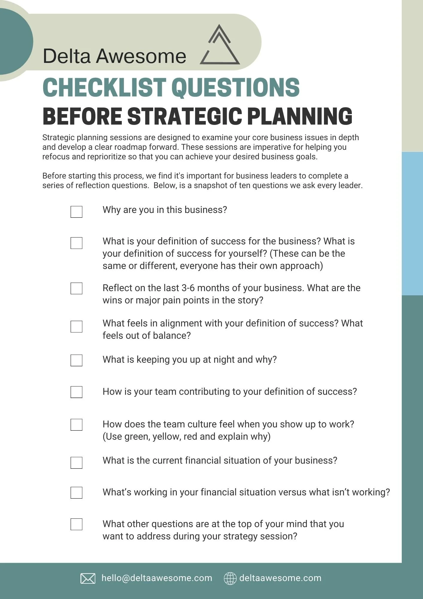 List of questions to ask yourself