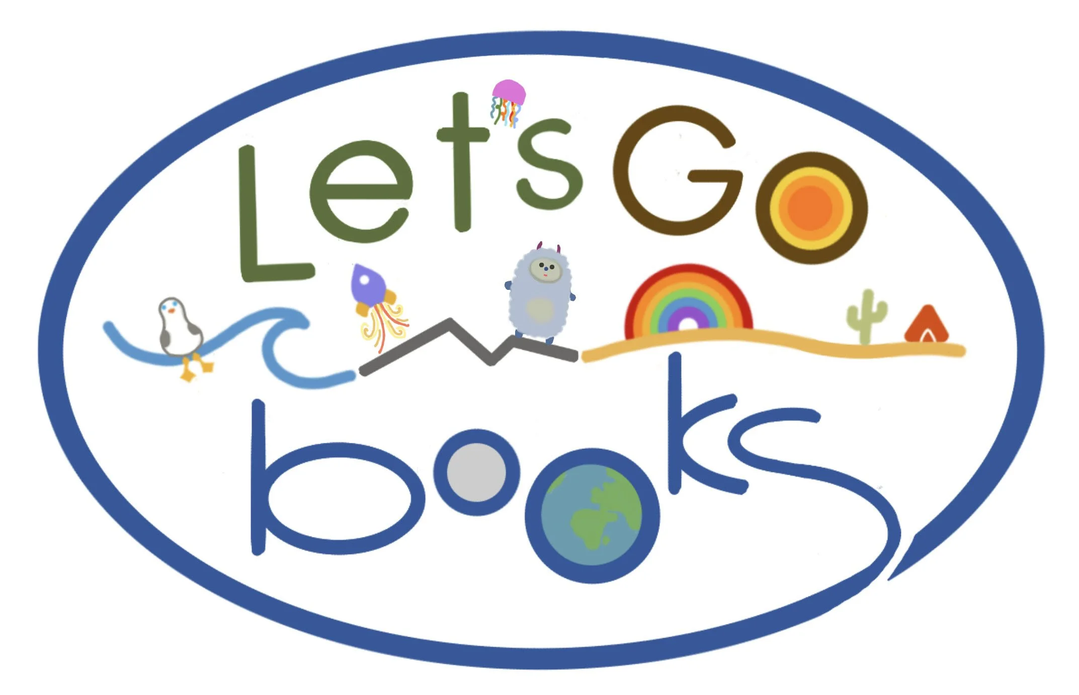 Let's Go Adventure Books homepage with moon, ocean, and mountains bedtime stories for children ages 0 to 12