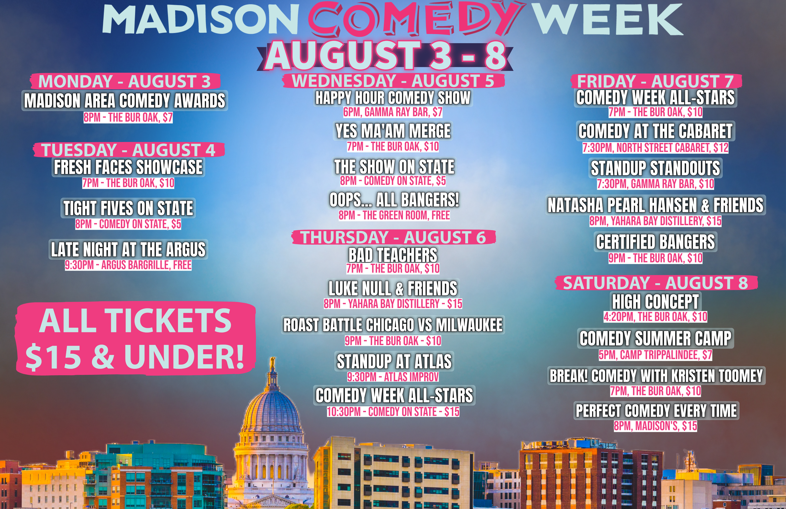 MADISON COMEDY WEEK 2026 - ALL SHOWS
