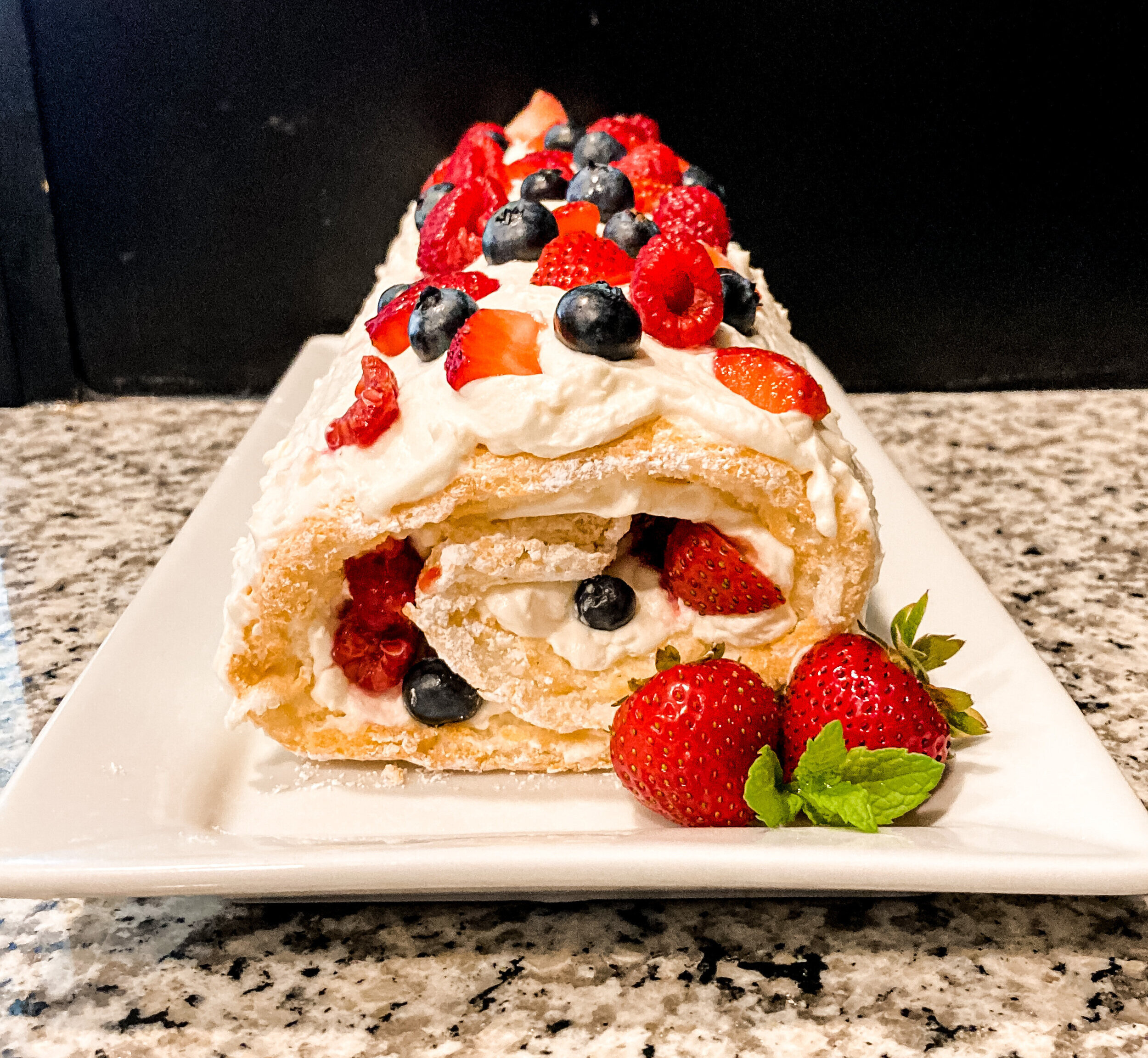 Cake Roll with Cherry Design - Mom Loves Baking