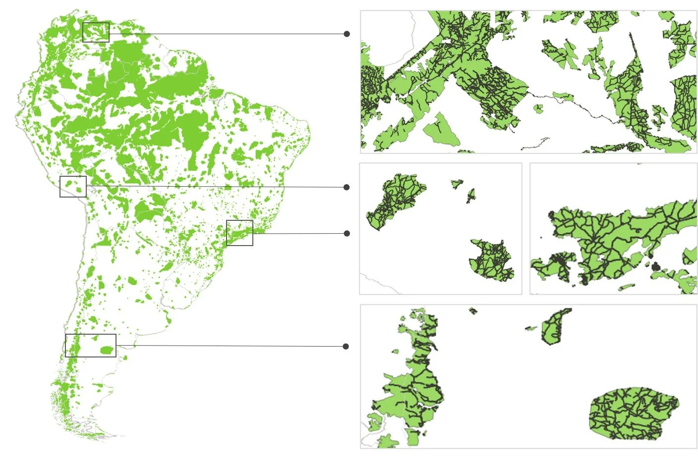 Roads are cutting 3,8000 protected areas in South America into more than 25,000 fragments