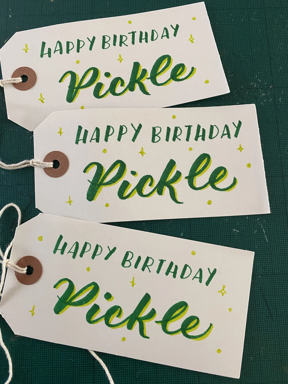  Making fun brush pen calligraphy birthday tags 