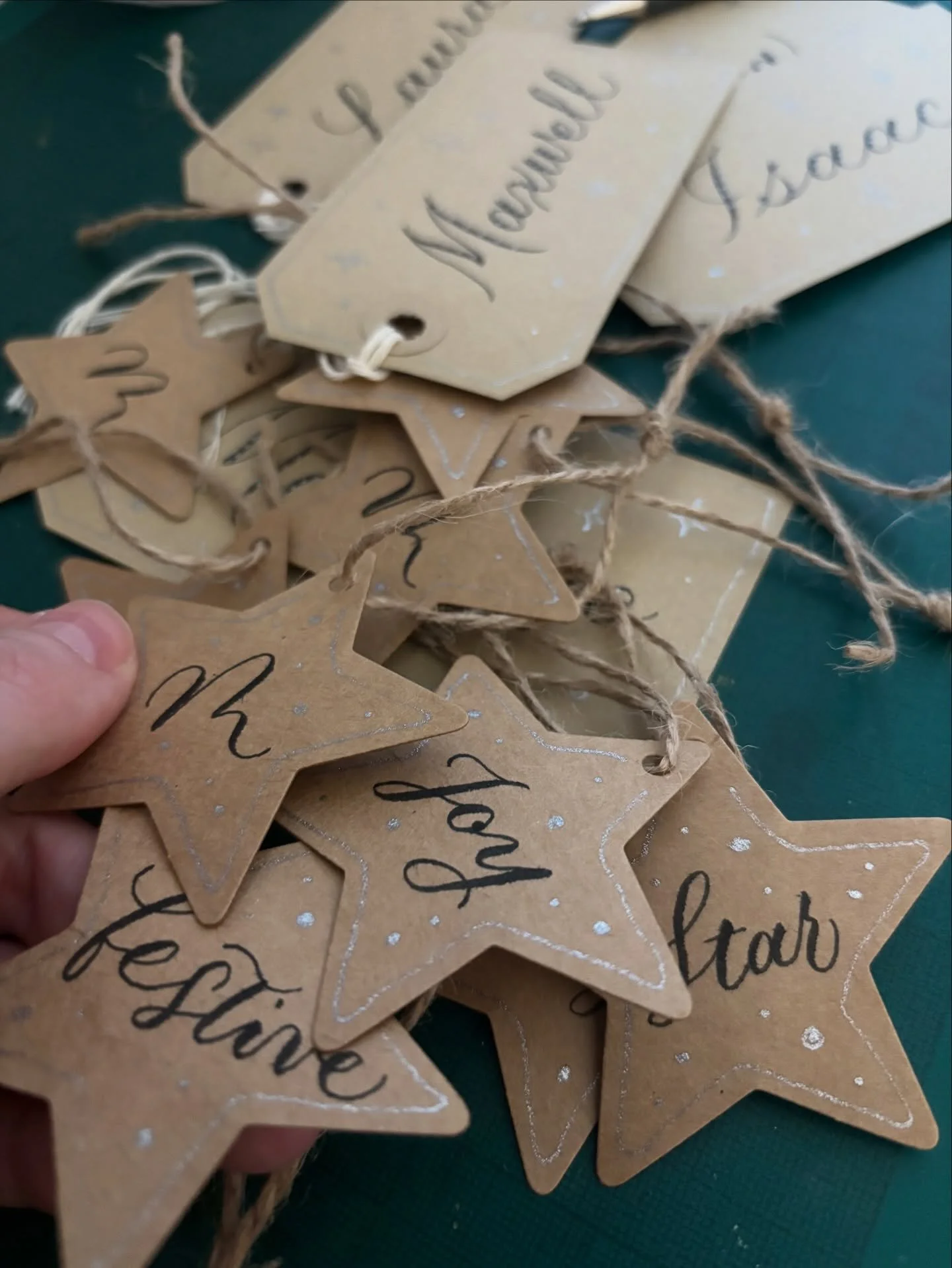 A lovey festive gifting party this morning with my Mindful Calligraphy Club gang! We had all sorted of projects going on from Santa tags, hand-stitched calligraphed stockings, watercolour and calligraphy Christmas cards, and personalised wooden reind