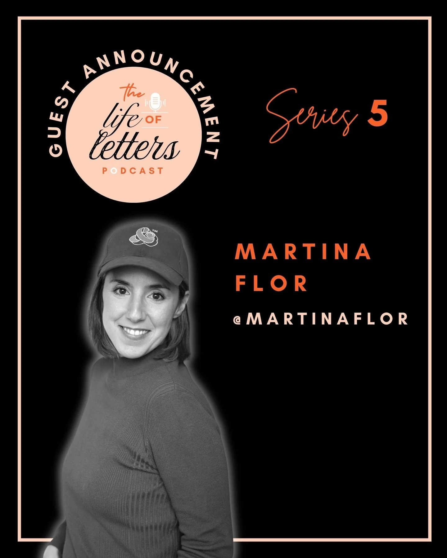 GUEST ANNOUNCEMENT 📣🎙️🤩 Kicking off Series 5 next Tuesday (3 March) will be the inspirational, @martinaflor. From graphic design to mastering lettering, and building a dream business along the way. She shares all her insights, teaches and inspires