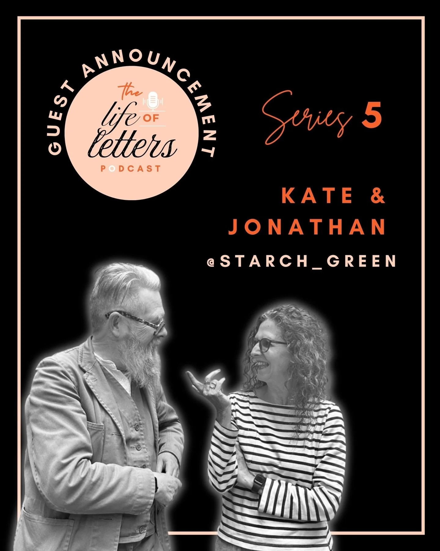GUEST ANNOUNCEMENT 📣🎙️🤩 Next episode is with Kate Fishenden and Jonathan Mercer from @starch_green. I pick their brains about their creative journey, the evolution of letters in design, and how technology has influenced their design work. They dis