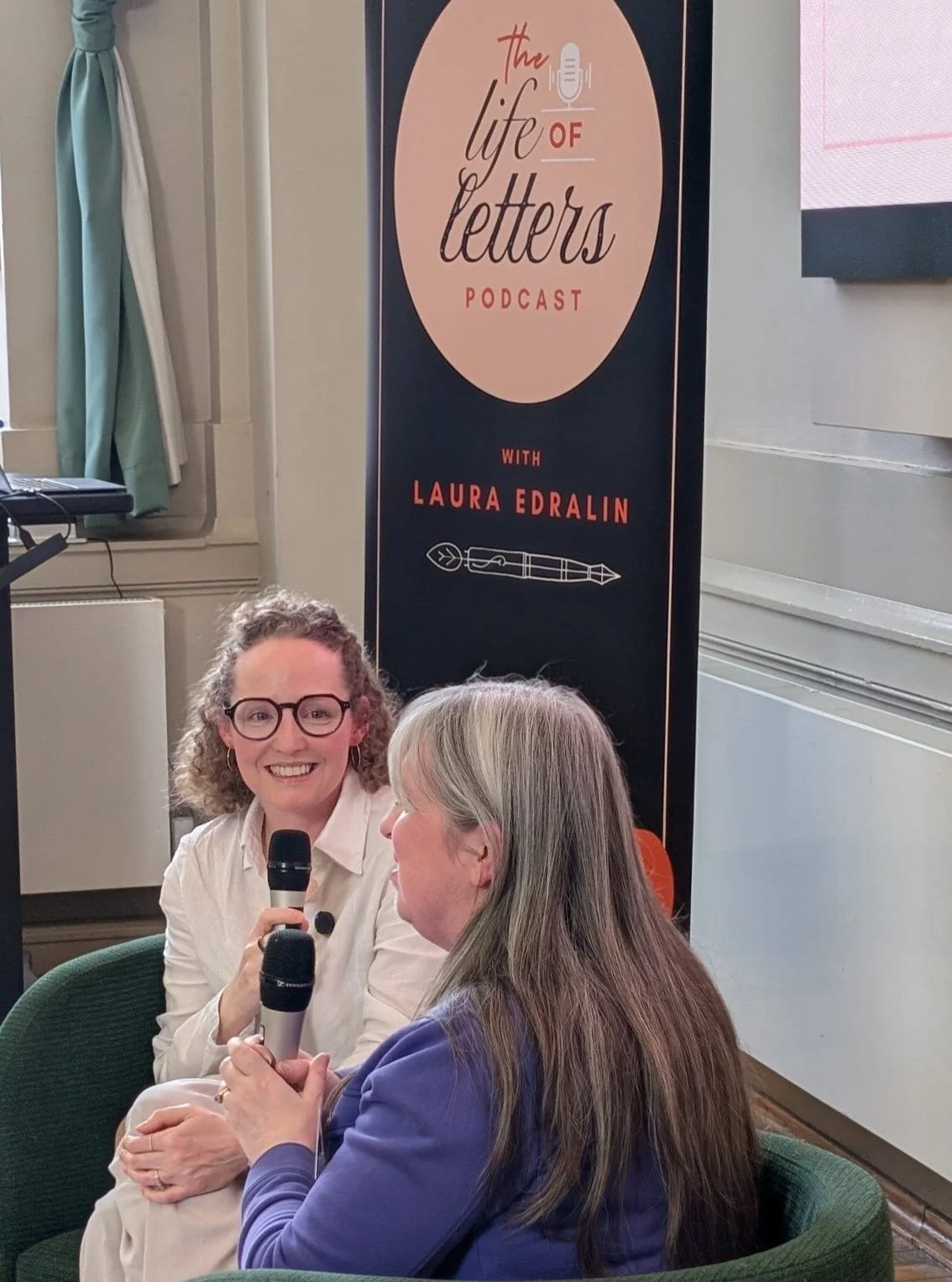 A few weeks ago we took the podcast out into the REAL world! 🎉

We were invited to host a live podcast interview as part of the @clascalligraphyletteringarts annual CLAS Creative event, with newly appointed Fellow, @judithporch, at Regent's Universi