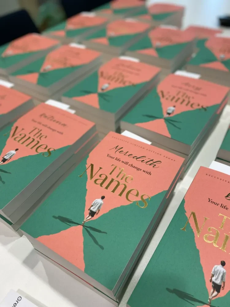 Calligraphy names inscribed on books for Florence Knapp book launch