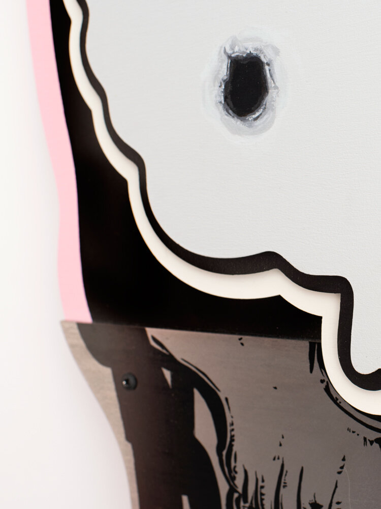 Painting detail from Adam Pointer's artwork Shots Fired