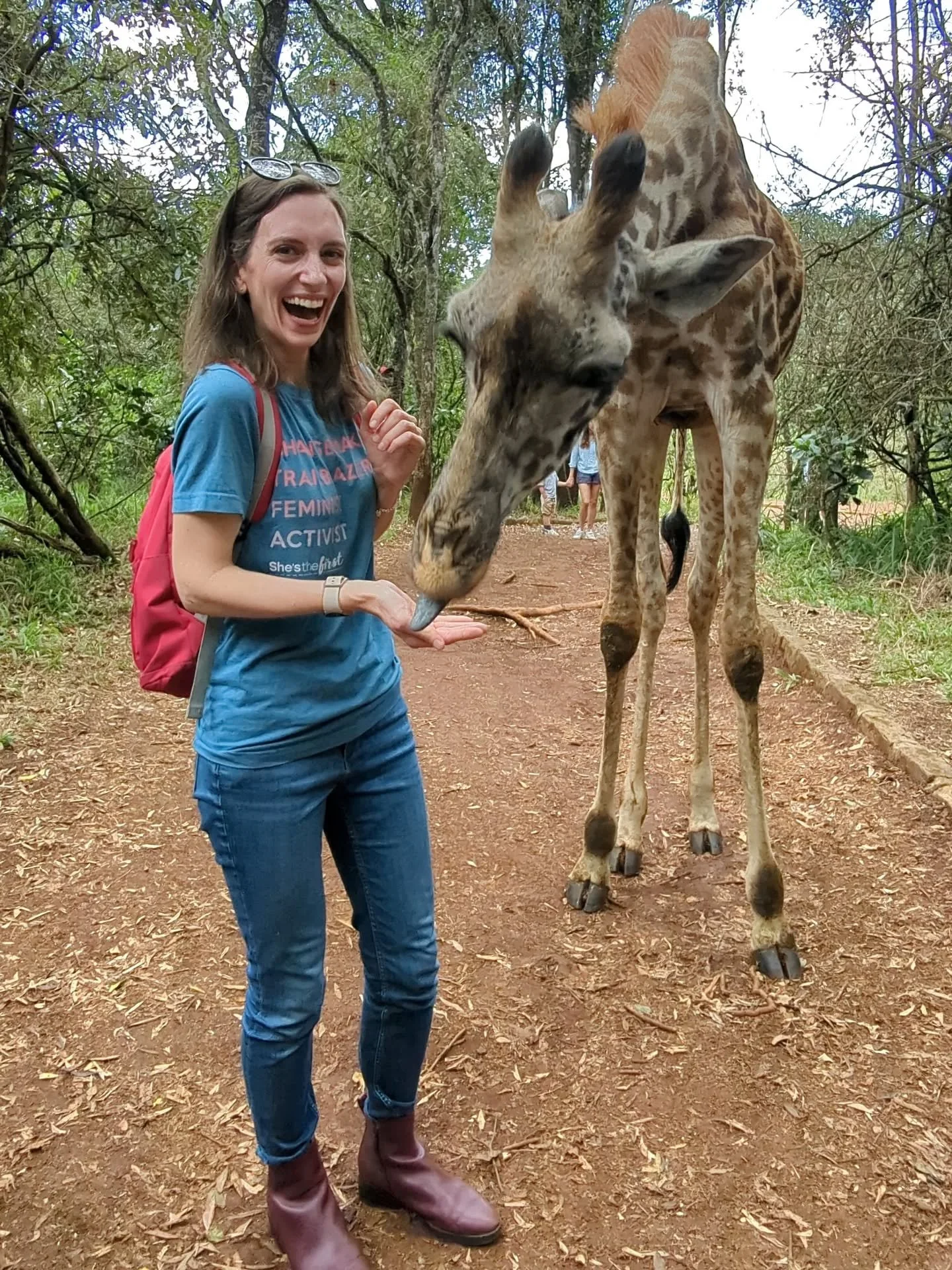 Meet my new friend, Morgan the Giraffe. 🦒 As fun as this was today, I'm even MORE excited to be in person with my colleagues this week in Kenya! 

The @girlrising x @shesthefirst team retreat of our dreams is underway and officially begins tomorrow 