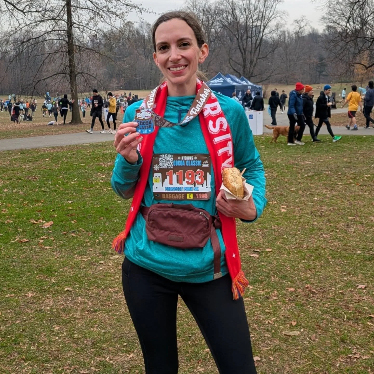 Cocoa Classic 5k ☕ 🥶 🎄Being a @nycruns member is so much fun. I highly recommend signing up for a 5k that awards a medal!! So joyful being surrounded by people who love running and first-timers.

Today is a &quot;warm-up&quot; for next Saturday's h