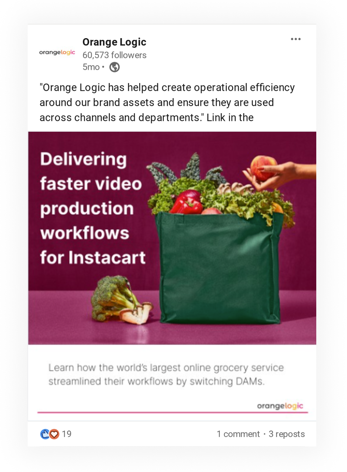 Orange Logic LinkedIn sample 2