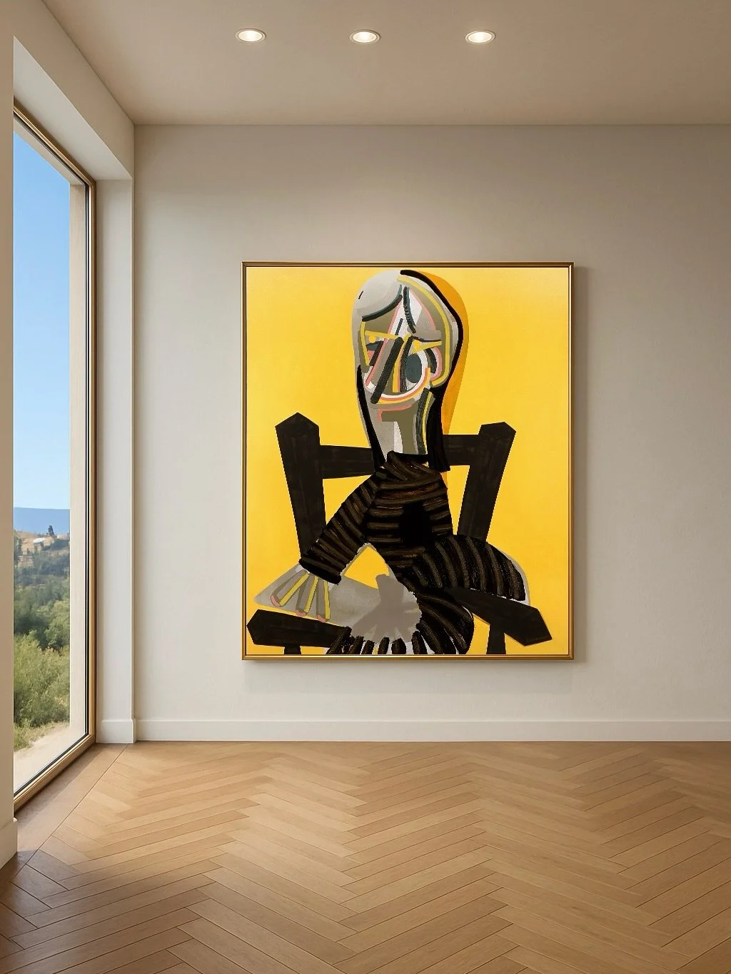 John Millei &ndash; &ldquo;Smiles&rdquo;
Oil on canvas, part of the chair series

Energetic. Expressive. Monumental.
John Millei&rsquo;s Smiles is a bold statement in color, form and psychological presence. This body of work explores the seated figur