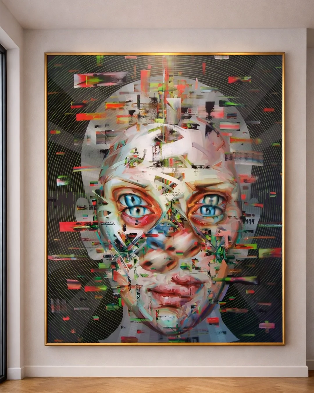 Justin Bower &mdash; Echo
Oil on canvas, 11 x 9 ft

Monumental. Immersive. Unforgettable.

With Echo, Justin Bower presents a contemporary portrait of exceptional visual and psychological force. At 11 x 9 ft, the work moves far beyond the conventions