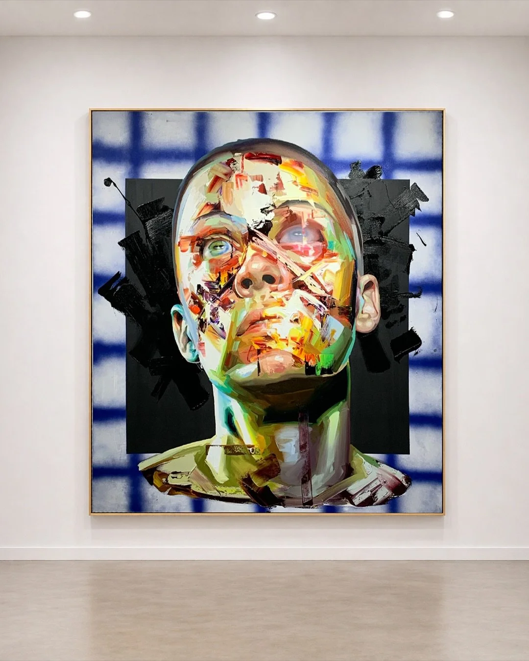 Justin Bower &mdash; &ldquo;Son Stroke&rdquo;
Oil on canvas.

A monumental contemporary portrait suspended between human presence, digital fragmentation, and psychological intensity. In &ldquo;Son Stroke&rdquo;, Justin Bower&rsquo;s fractured figurat