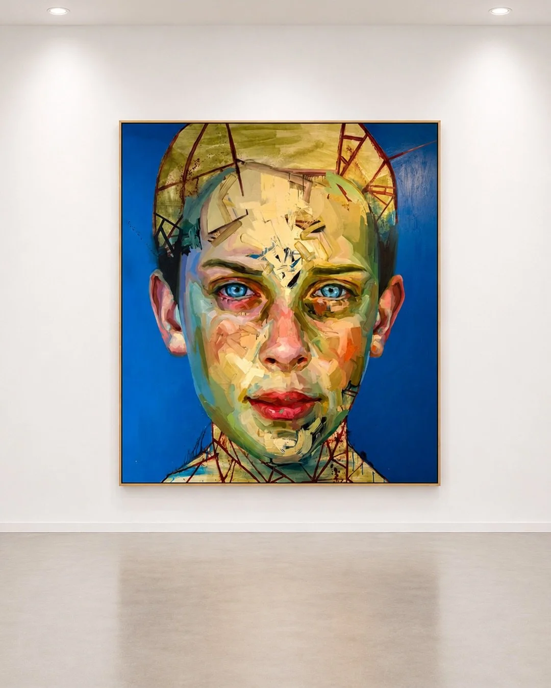 Seen on screen in Landman on Paramount+, Justin Bower&rsquo;s Blue Boy is a contemporary portrait painting that shows how a single work can define an entire interior. Set against a vivid blue field, the face &mdash; built from sharp planes of colour,