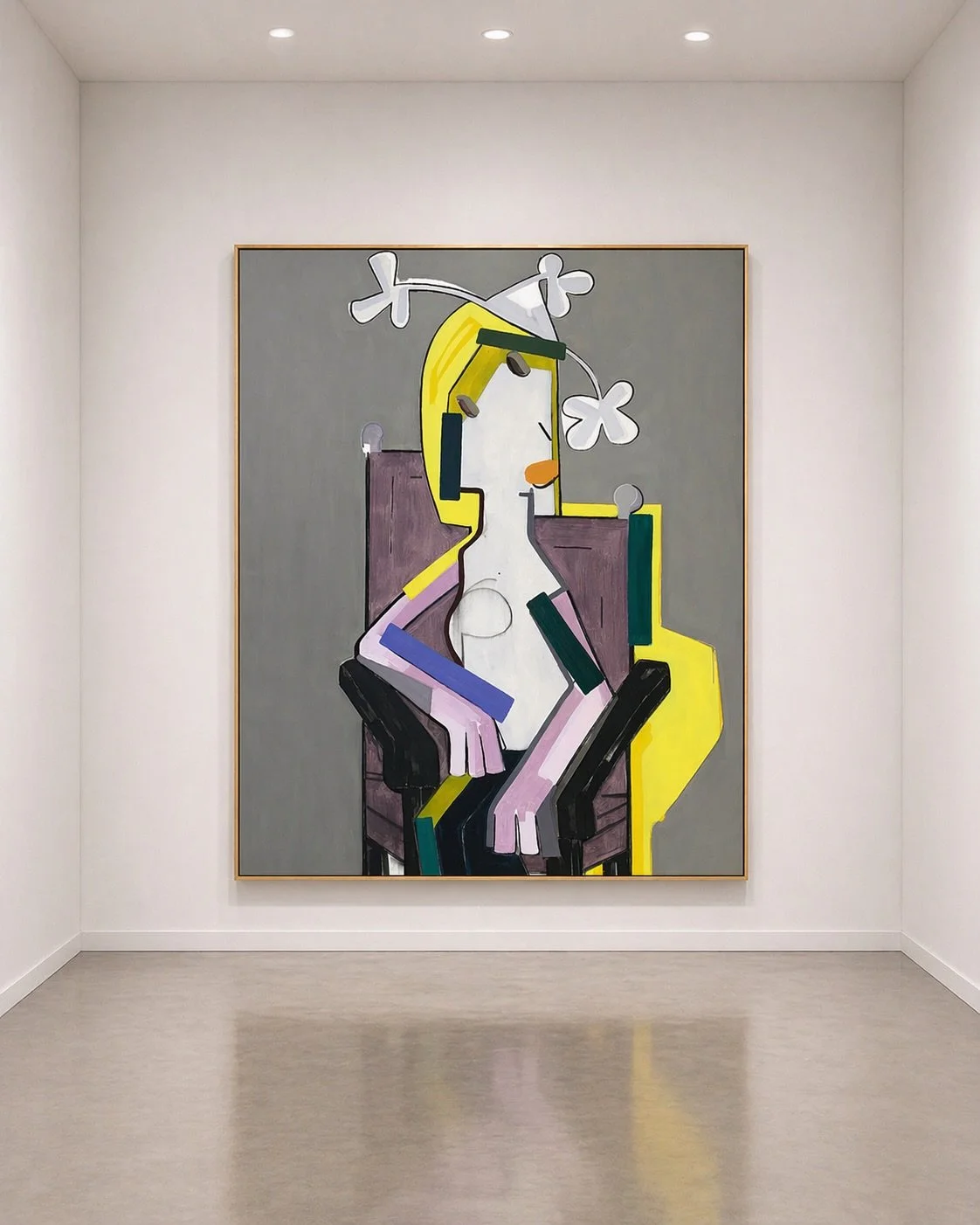 John Millei &mdash; 'Woman with Flowers'

A contemporary figurative painting that navigates the threshold between abstraction and representation. In Woman with Flowers, John Millei distills the human figure into a precise visual language&mdash;reduce