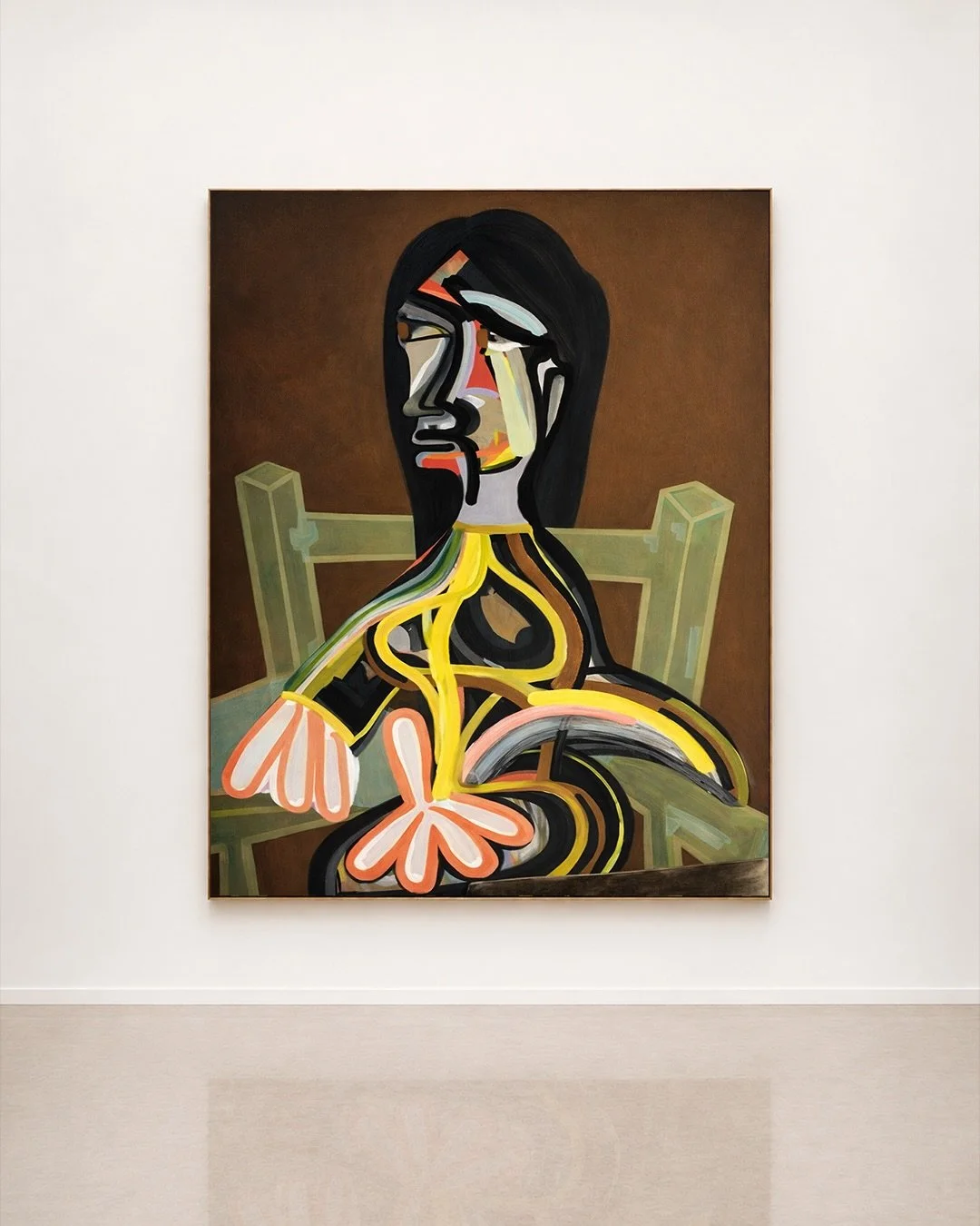 John Millei&rsquo;s Woman in a Chair &mdash; from its gallery presentation to its placement in a private collection.

The transition from a focused architectural setting into the collector&rsquo;s home reveals another dimension of the work. Its scale