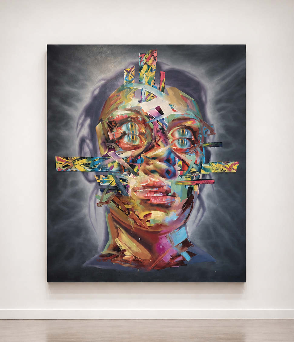 Justin Bower´s original oil painting "Magician II" exhibited at G-ALLERY