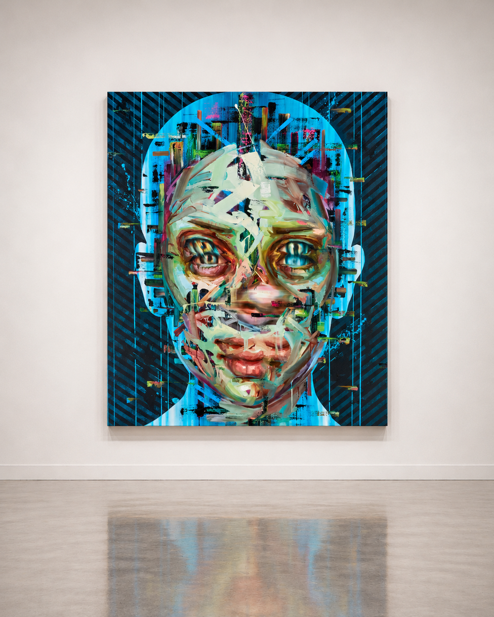 Justin Bower, This Drug Machine Ain’t Got No Soul III, oil on canvas, installation view