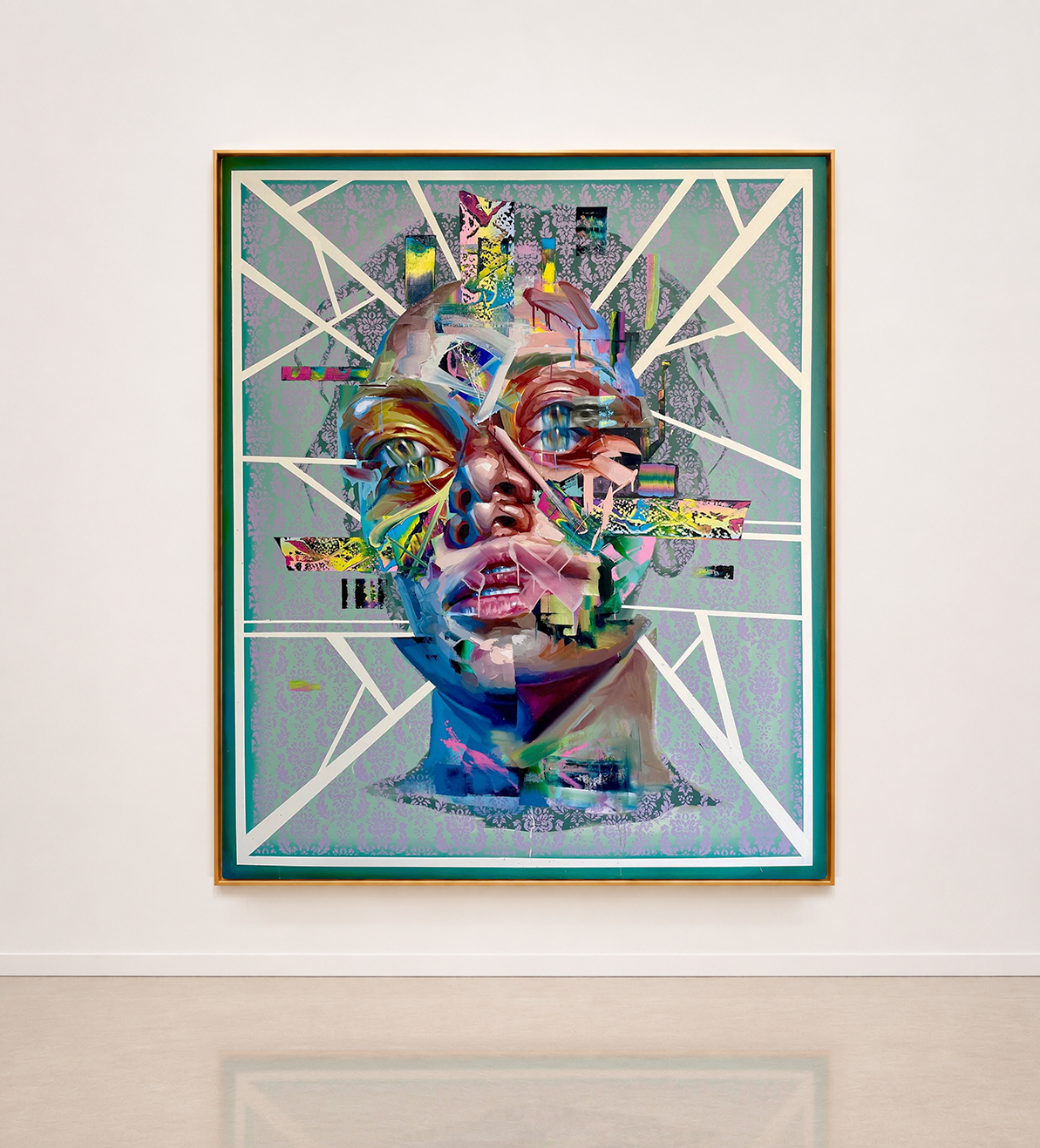 Justin Bower, Green Boy, Contemporary Portrait painting in oil on canvas