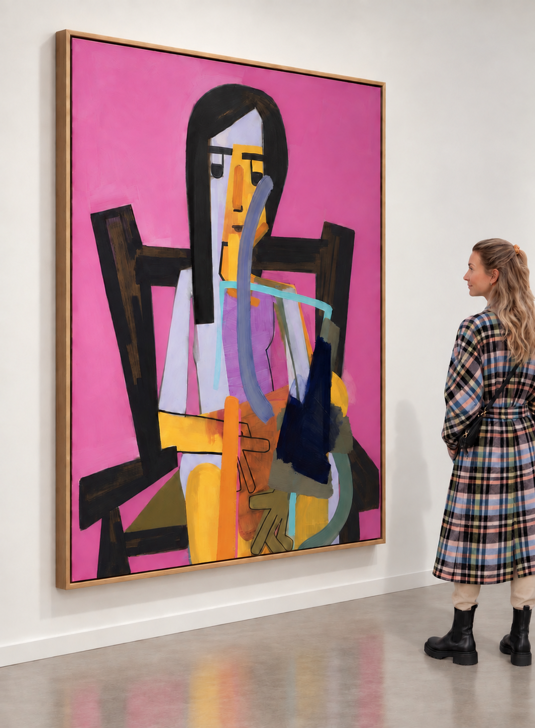 John Millei´s oil painting "Listening to Music" exhibited at G-ALLERY in Berlin