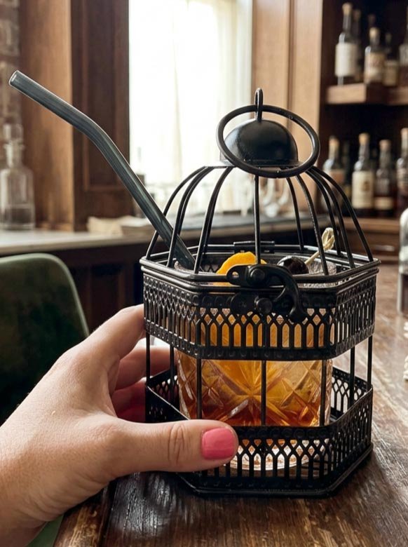 Bird Cage Cocktail Glass Black