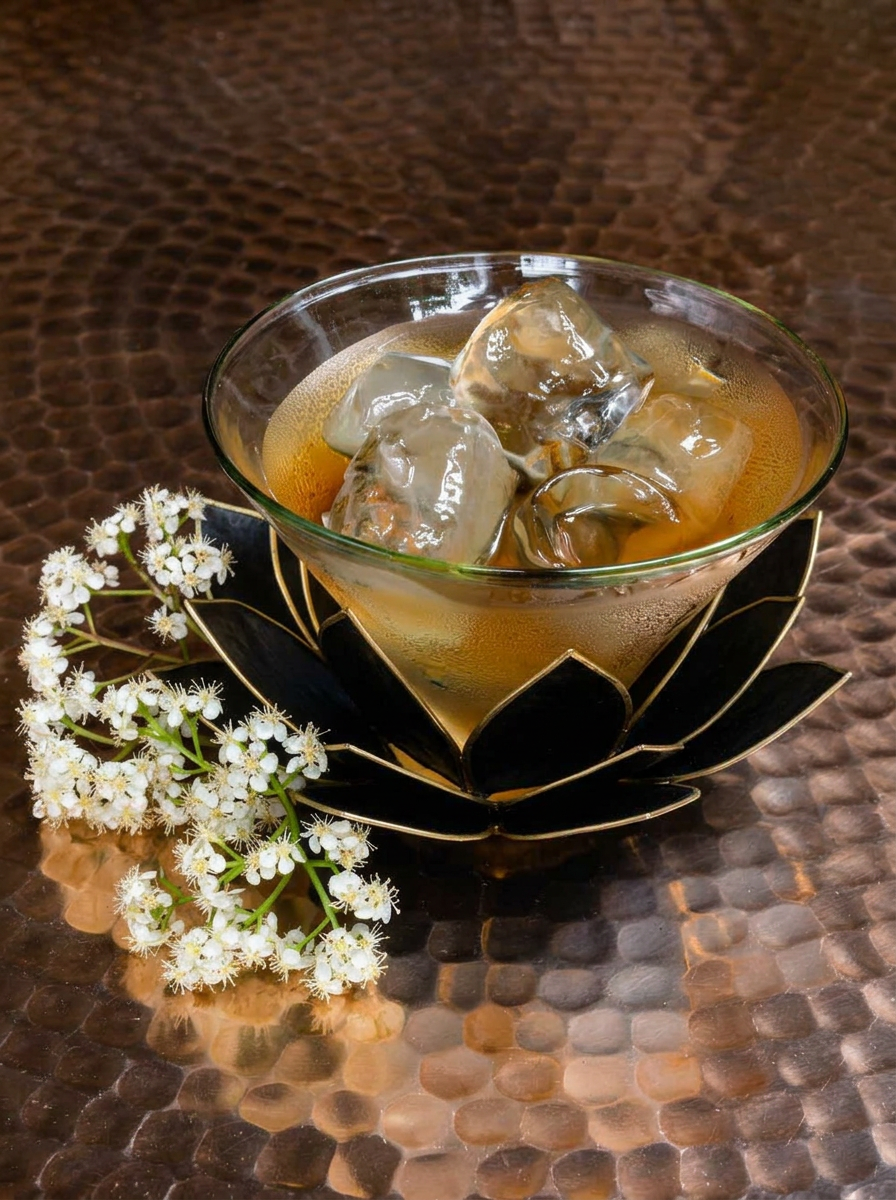 Lotus Flower Cocktail Glass Black