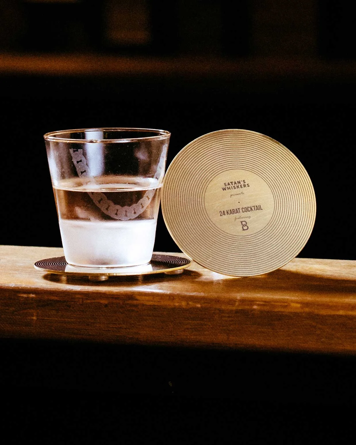 Gold cocktail coaster we made for Satan Wiskers in London in colboration with Belvadere Vodka