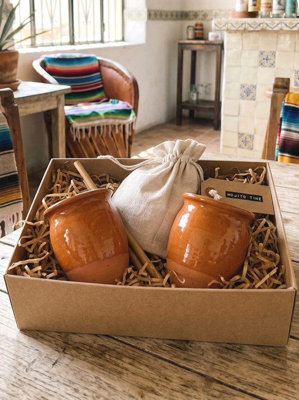 Handcrafted Mexican Cantarito Clay Cups Gift Set