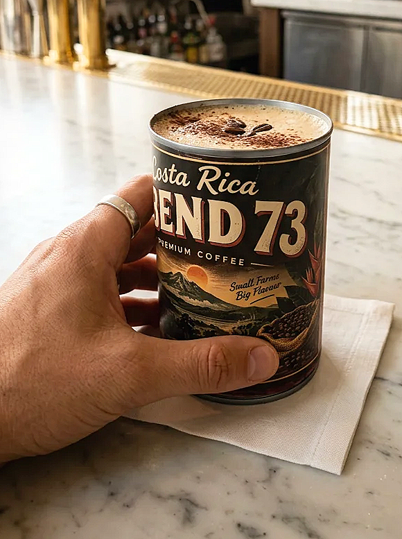 Custom branded tin can cocktail cups with pad printed logo for cafés and cocktail bars